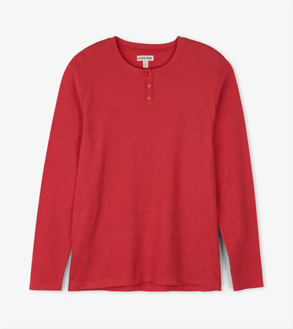 Men's Holiday Red Waffle Henley