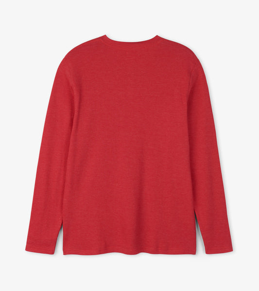 Men's Holiday Red Waffle Henley