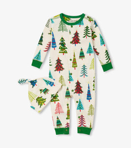 Christmas Trees Baby Coverall & Hat