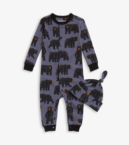 Wild Bears Baby Coverall & Hat - Blue