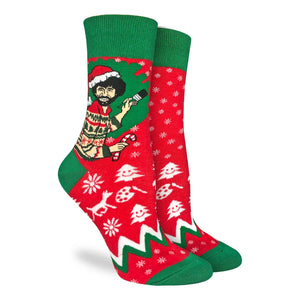Women's Bob Ross Christmas Crew Socks