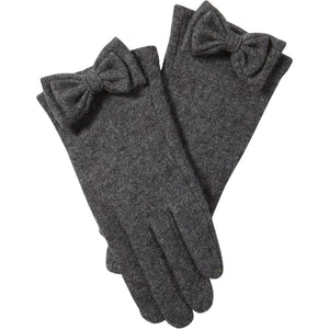 Gray Harper Wool Bow Gloves