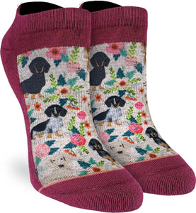 Women's Floral Dachshunds Ankle Socks