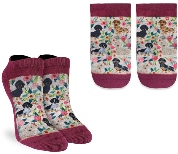 Women's Floral Dachshunds Ankle Socks