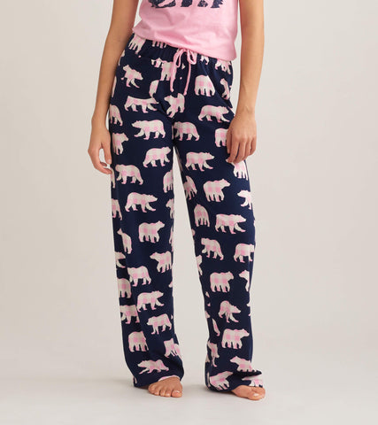 Women's Black Bears Flannel Pajama Pants - Little Blue House US