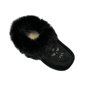 Ladies Moccasins with Crepe Sole - Black