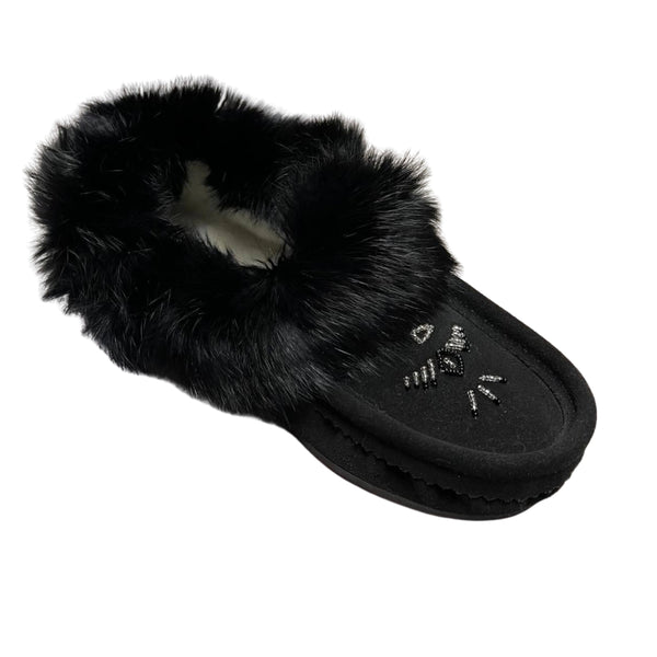 Ladies Moccasins with Crepe Sole - Black