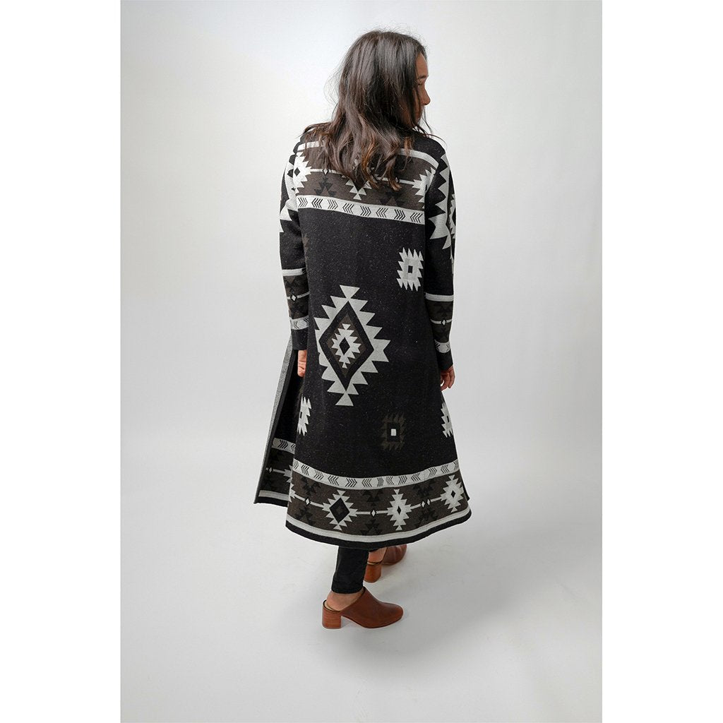 Long Jacquard Alpaca Sweater - Black