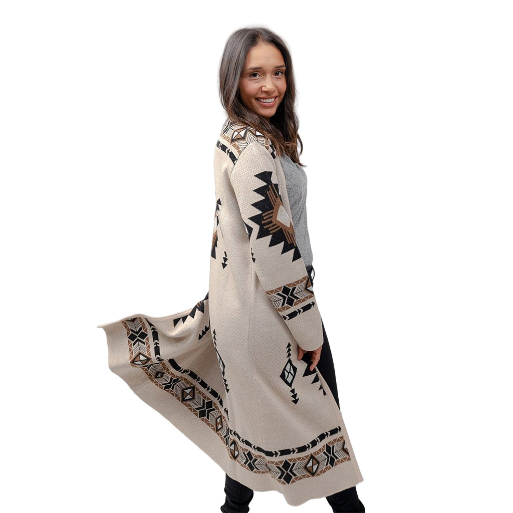 Long Jacquard Alpaca Sweater - Beige