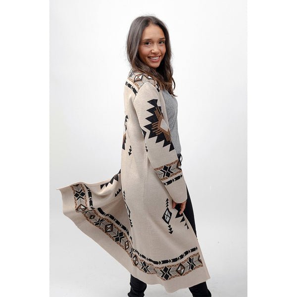 Long Jacquard Alpaca Sweater - Beige