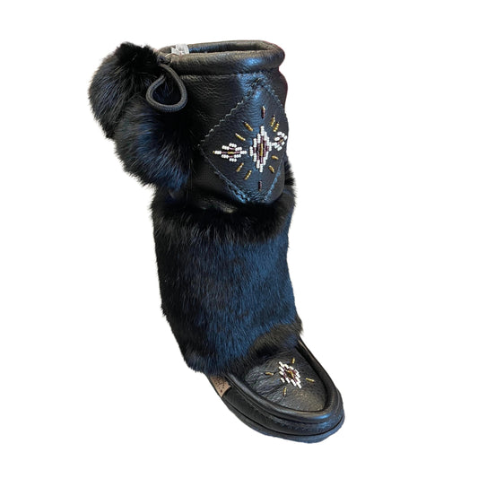 Mid Nappa Leather Mukluks - Black (Crepe Sole)