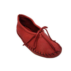 Ballet Style Deerskin Ladies Slippers - Red