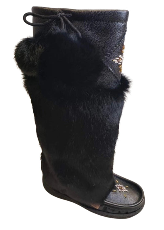 Tall Nappa Leather Mukluks - Black (Italia Sole)