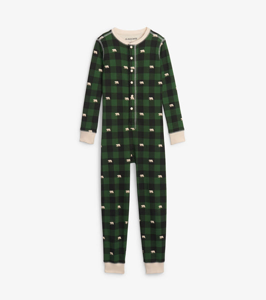 Green Plaid Union Suit - Kids/Youth