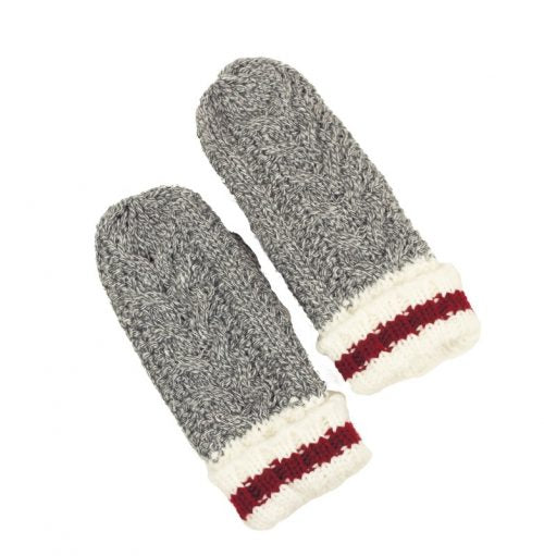 Kids Cable Knit Mitts - Grey
