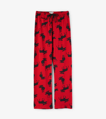 Moose On Red Women's Jersey Pajama Pants