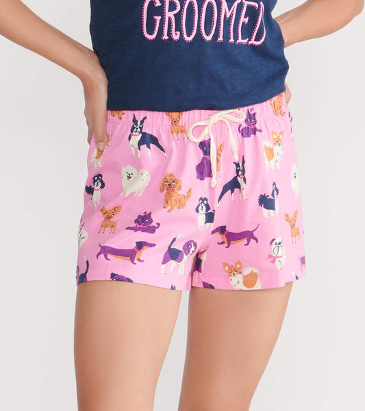 Cheerful Dogs Women's Sleep Shorts
