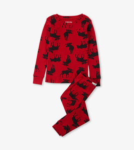 Moose on Red Women's Sleep Shorts